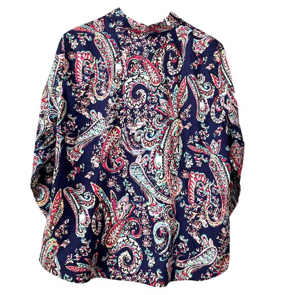 CHICO’s Paisley Button Down Shirt Size 3/XL Cotton Lightweight Summer‎ Coastal - Picture 4 of 9